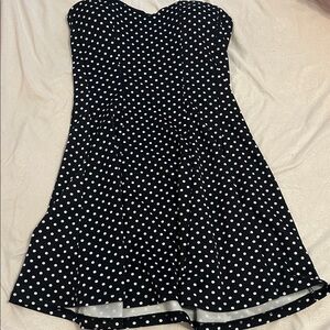 Black and White Polka Dot Strapless Dress